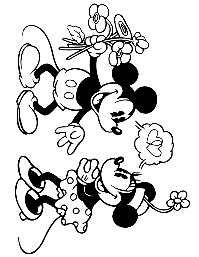 Mickey en Minie mouse verliefd kleurplaat